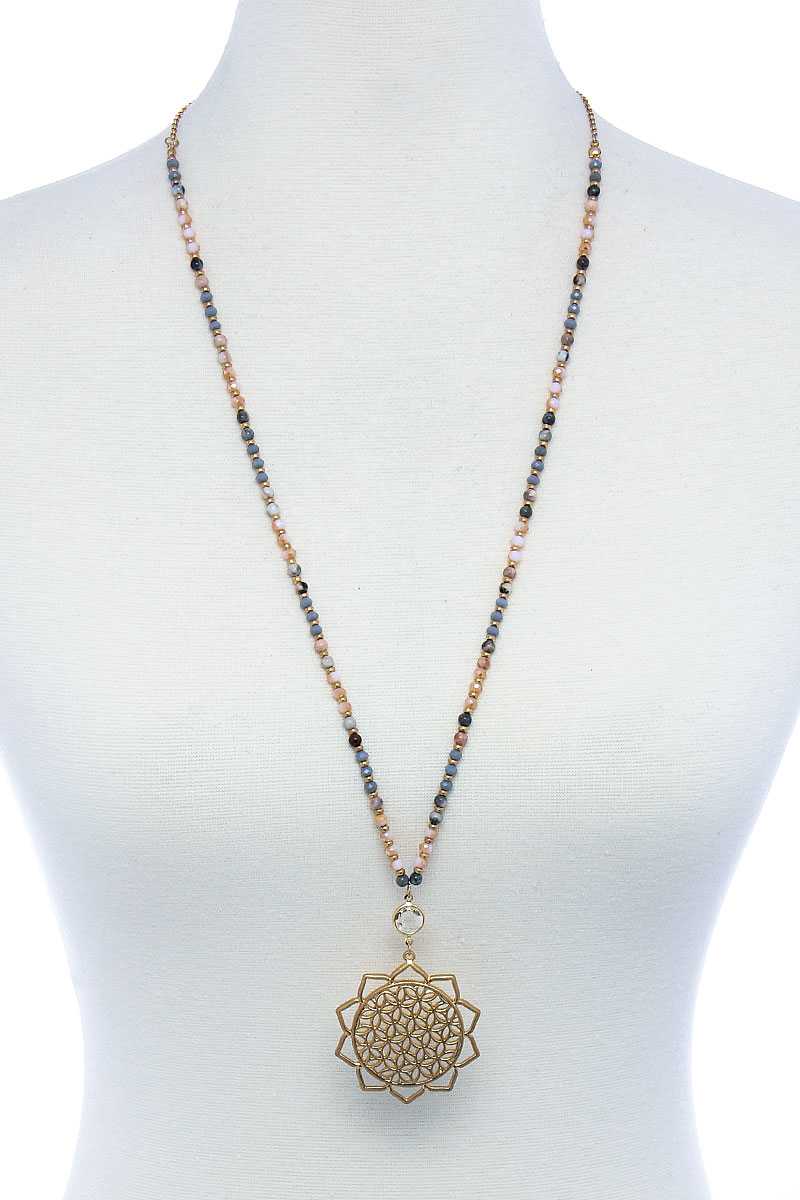 Stylish Sun Flower Pendant Beaded Necklace product image
