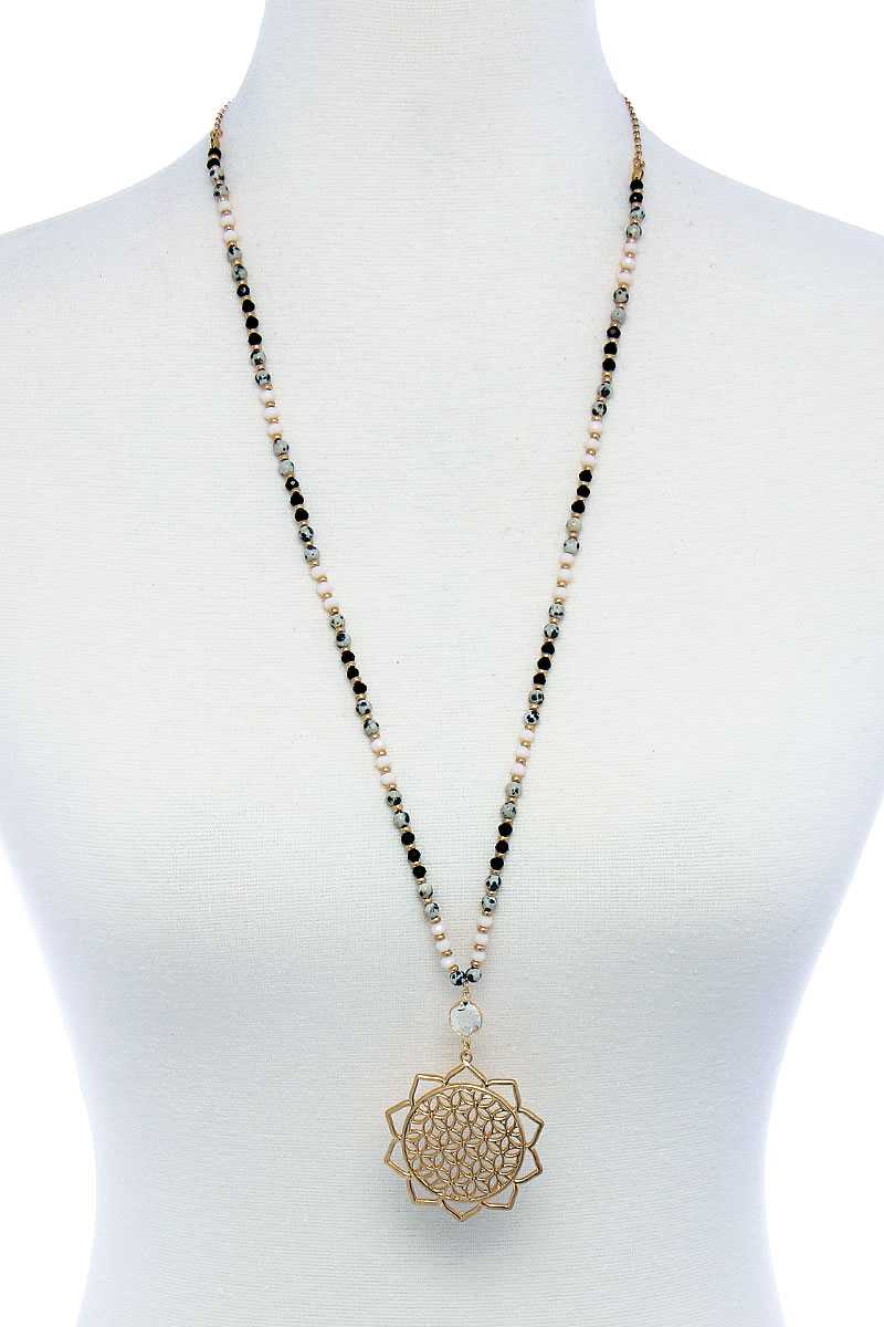 Stylish Sun Flower Pendant Beaded Necklace product image