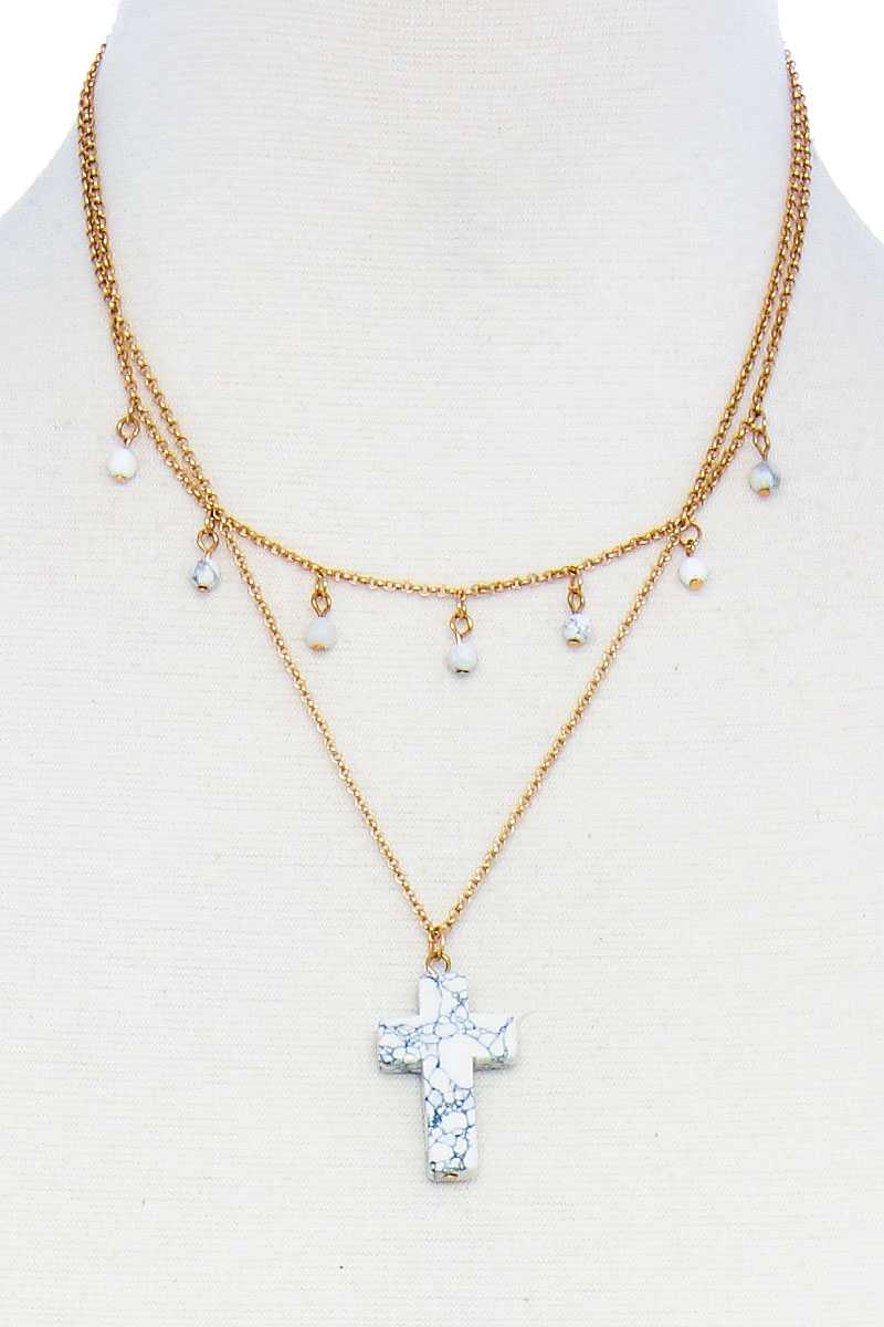 Double Layered Cross Pendant Chain Necklace product image