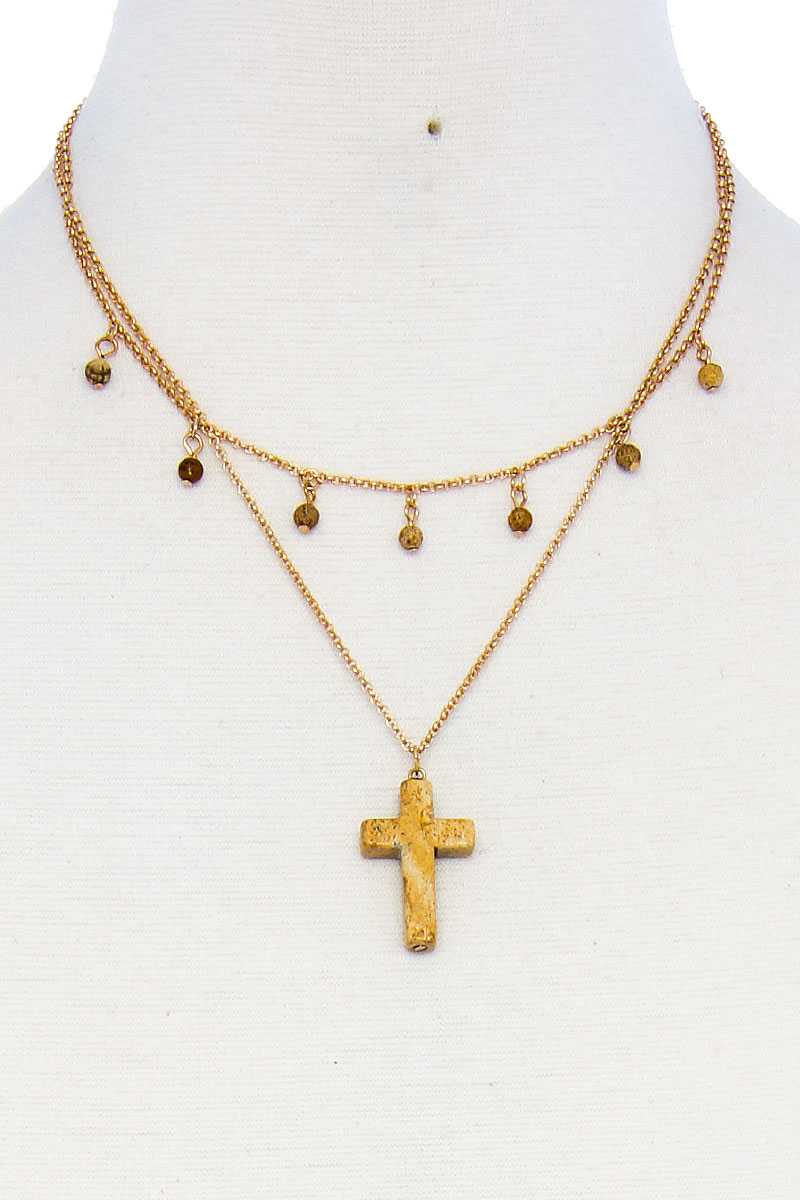 Double Layered Cross Pendant Chain Necklace product image