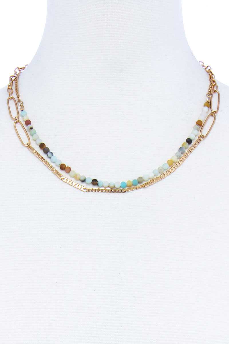 Double Layer Beaded And Chain Necklace product image