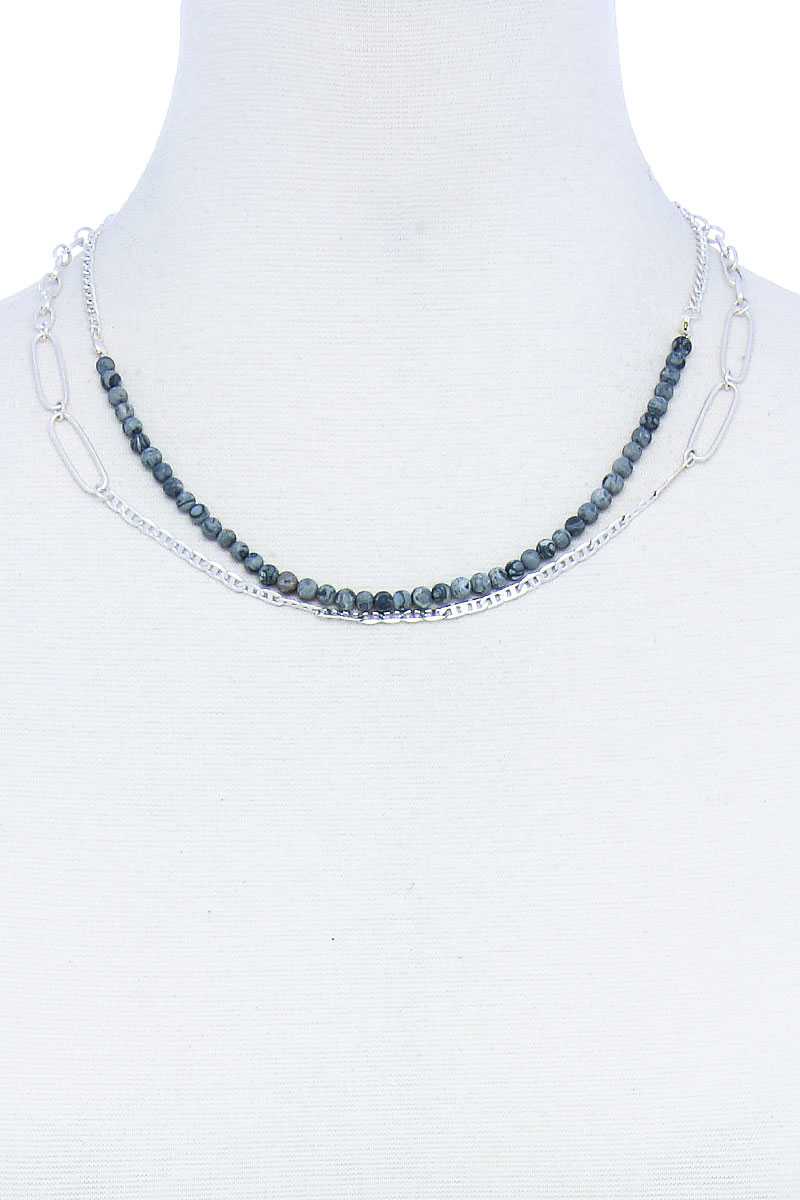 Double Layer Beaded And Chain Necklace product image