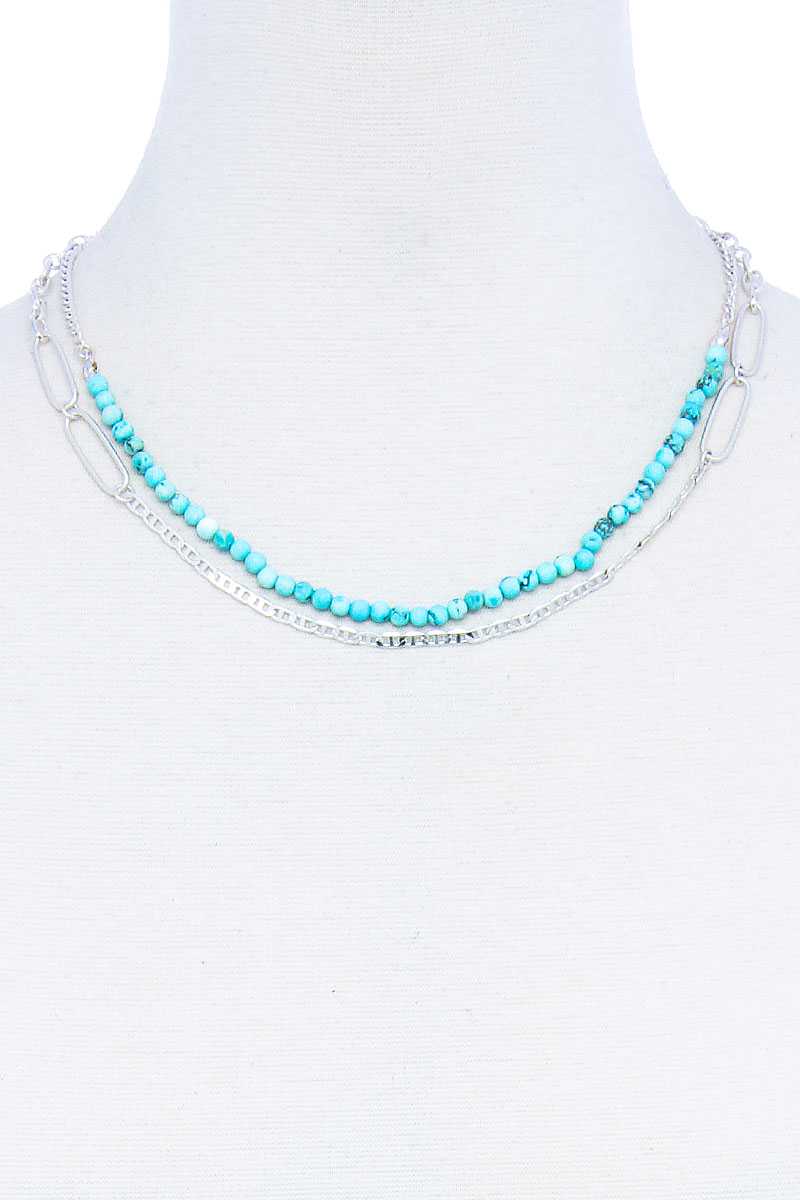 Double Layer Beaded And Chain Necklace product image