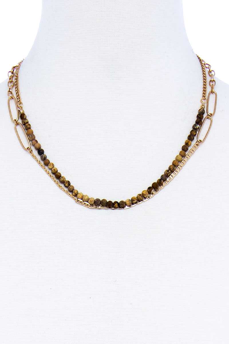 Double Layer Beaded And Chain Necklace product image