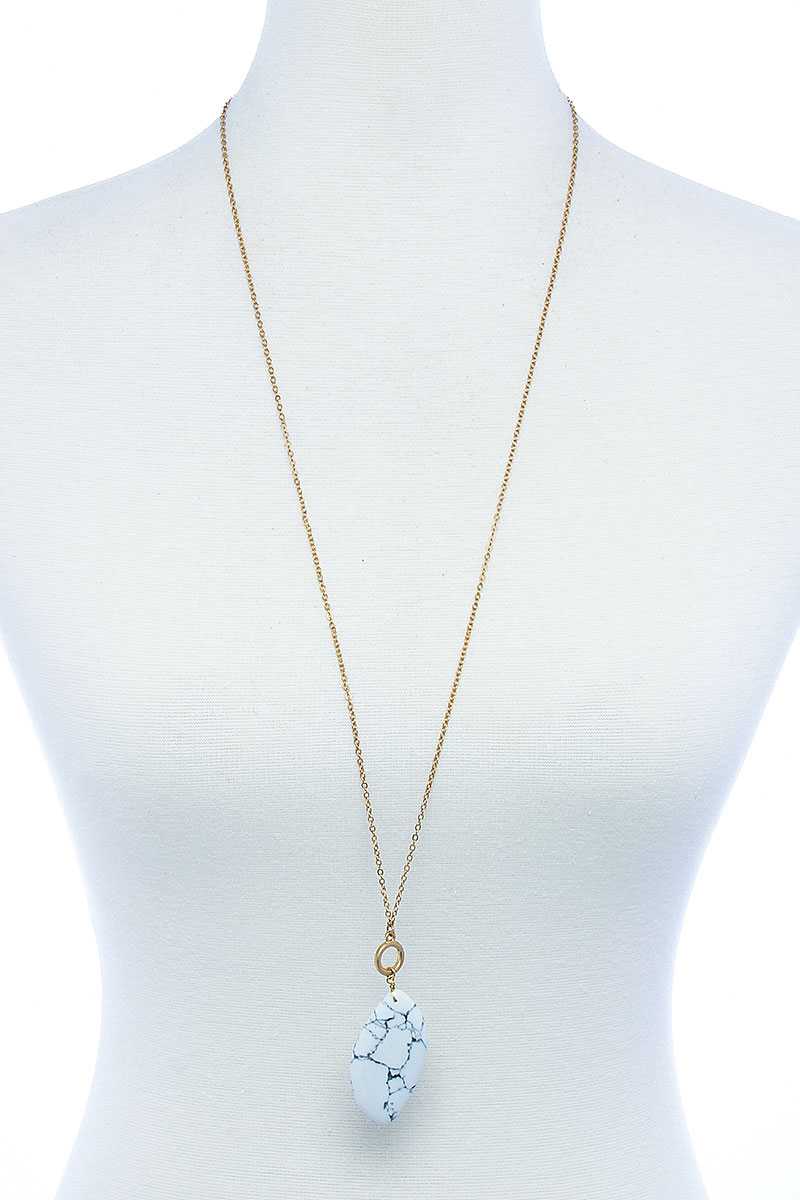 Fashion Oval Stone Pendant Long Necklace product image