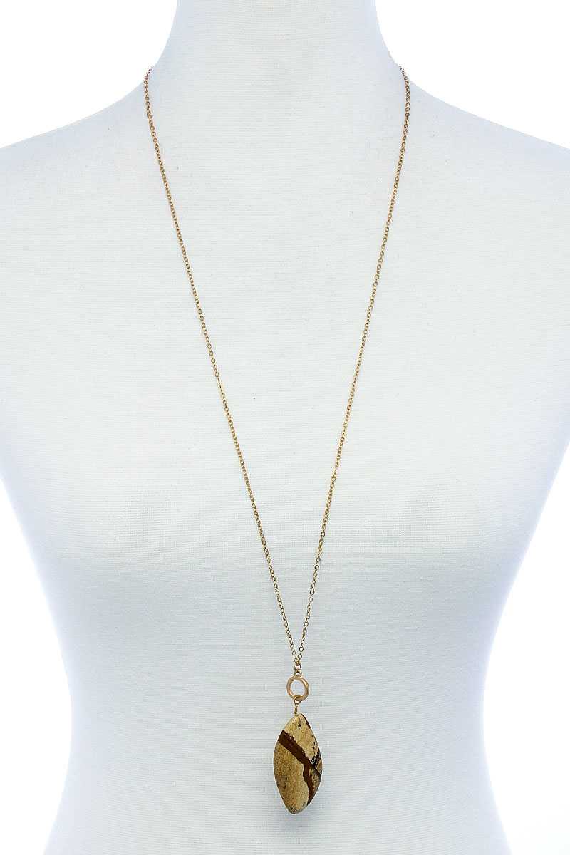 Fashion Oval Stone Pendant Long Necklace product image