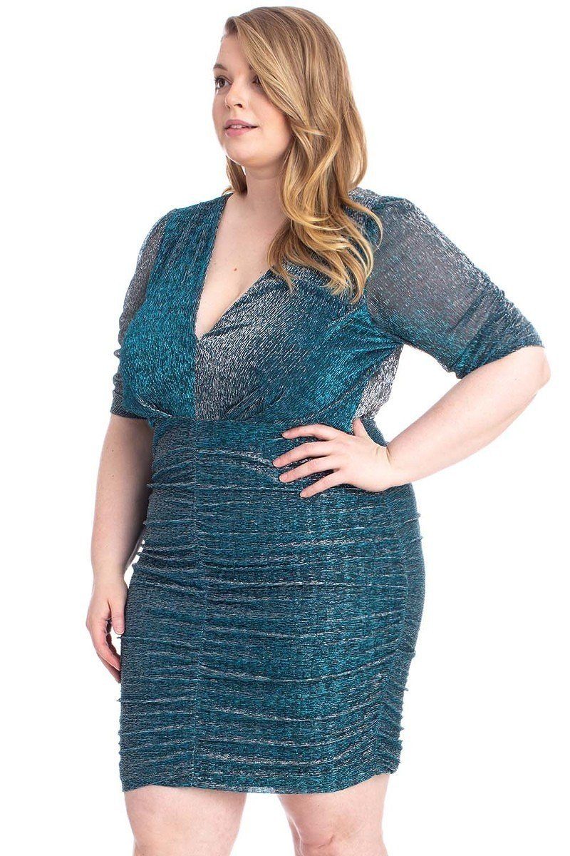 Ribbed Shimmer Shirring Mini Dress product image