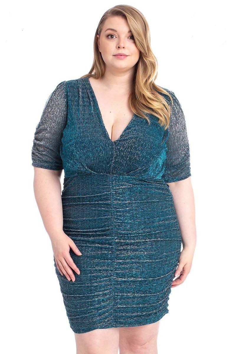 Ribbed Shimmer Shirring Mini Dress product image