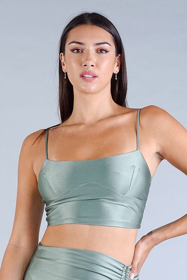 Sexy Spaghetti Strap Darted Under Bust Crop Top product image