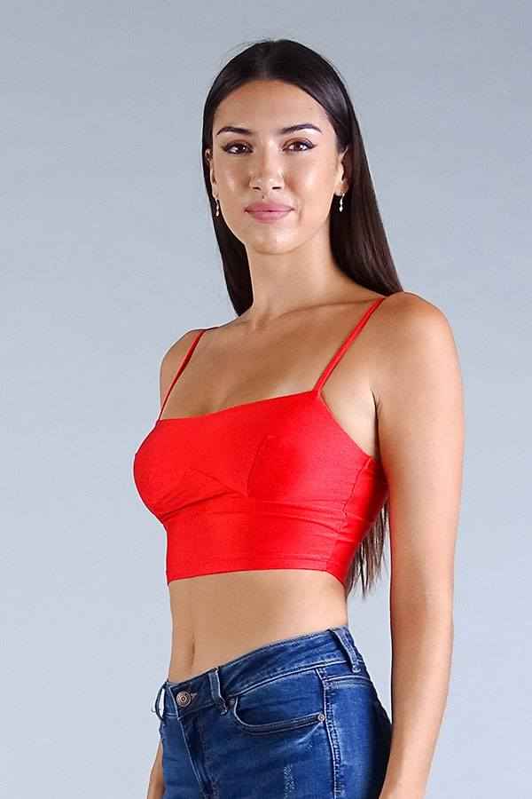Sexy Spaghetti Strap Darted Under Bust Crop Top Sexy Spaghetti Strap Darted Under Bust Crop Top