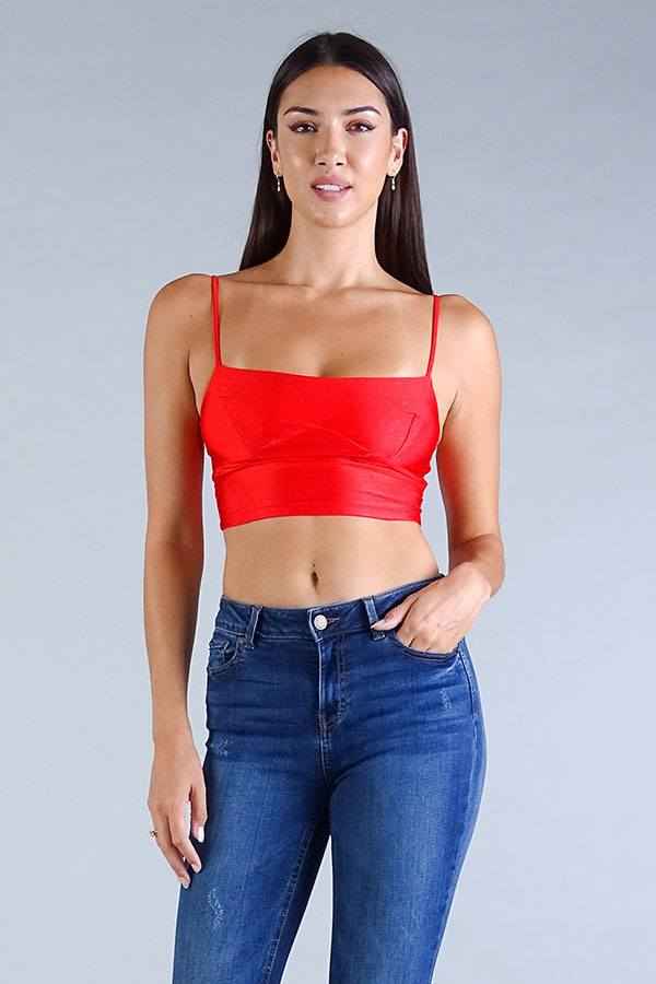Sexy Spaghetti Strap Darted Under Bust Crop Top Sexy Spaghetti Strap Darted Under Bust Crop Top