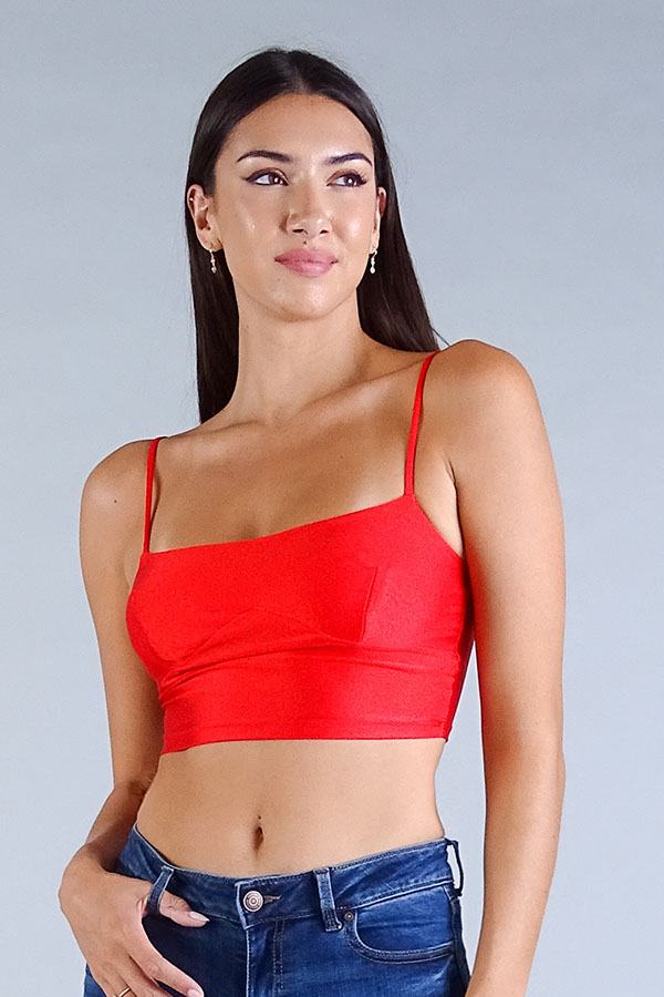 Sexy Spaghetti Strap Darted Under Bust Crop Top product image
