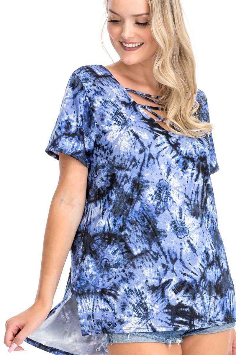 Tie Dye Print Short Sleeve Top Tie Dye Print Short Sleeve Top