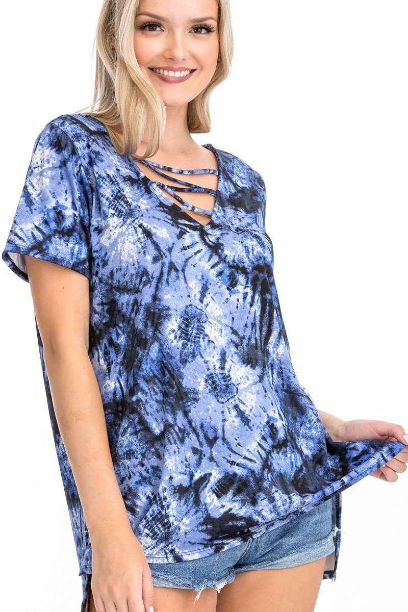 Tie Dye Print Short Sleeve Top Tie Dye Print Short Sleeve Top
