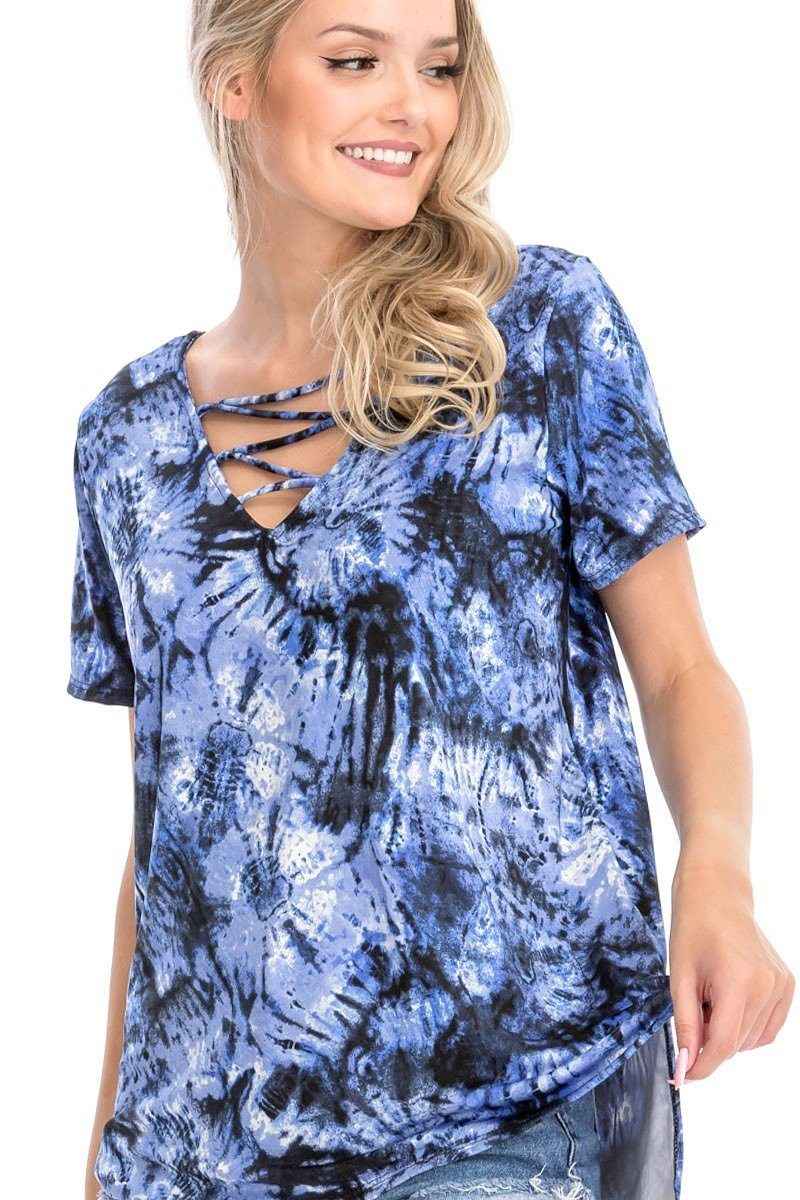 Tie Dye Print Short Sleeve Top Tie Dye Print Short Sleeve Top