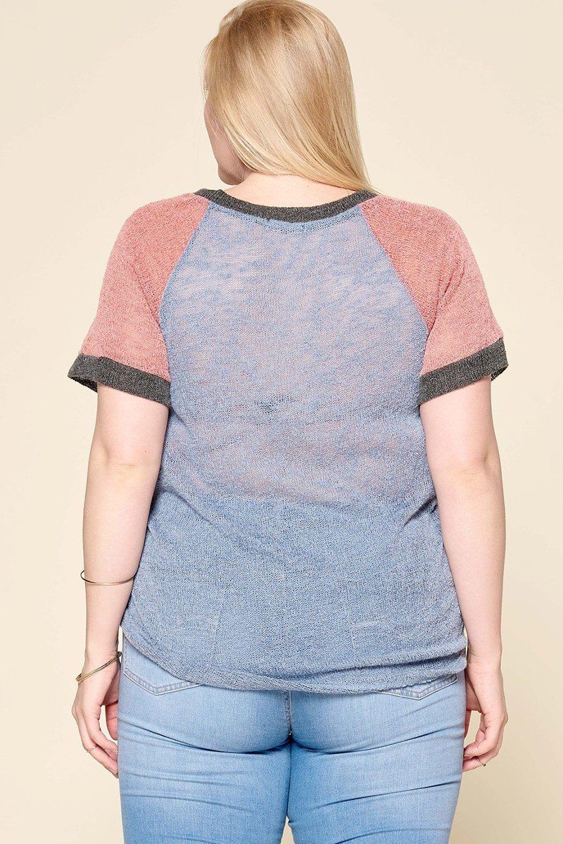 Color-blocked Sweater Knit Top product image