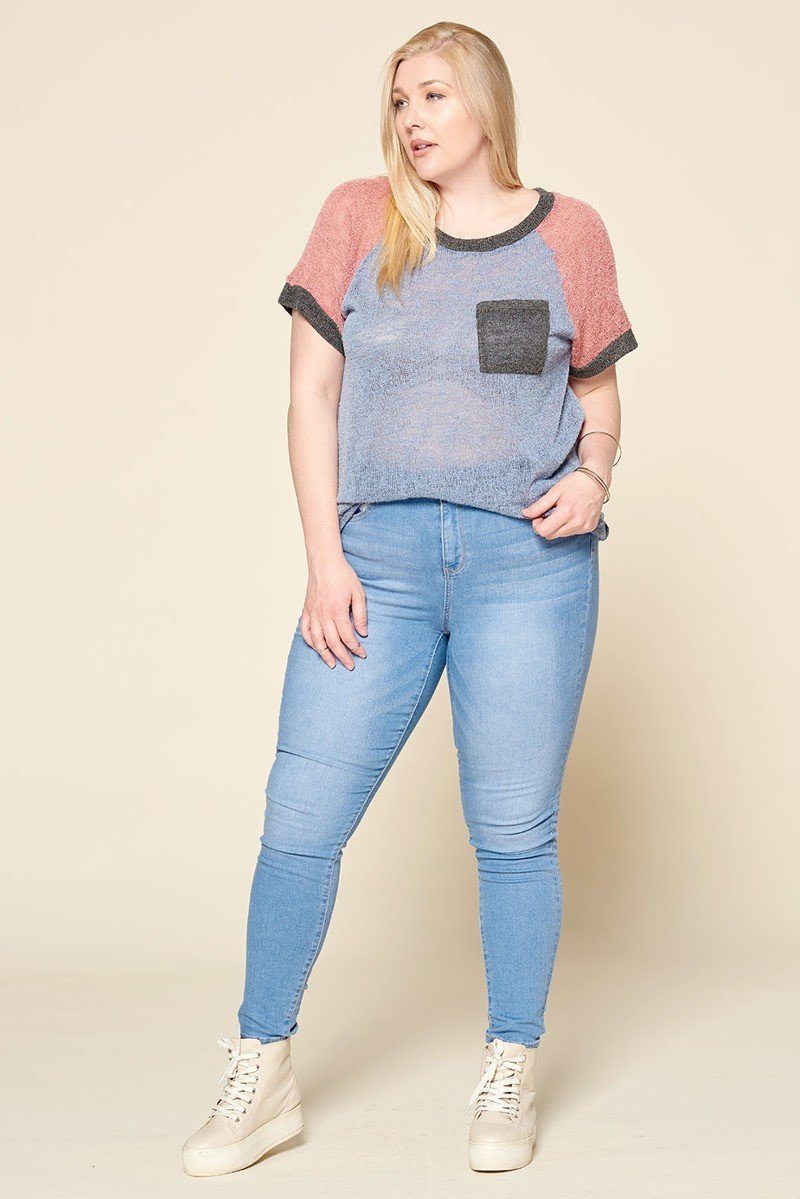 Color-blocked Sweater Knit Top product image