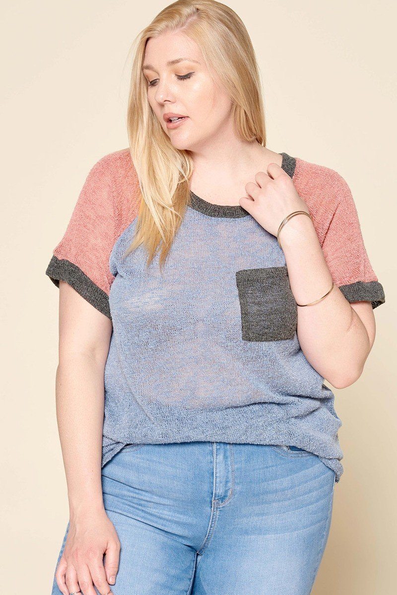 Color-blocked Sweater Knit Top product image