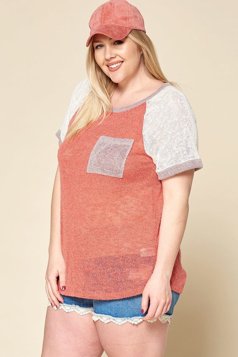 Color-blocked Sweater Knit Top product image