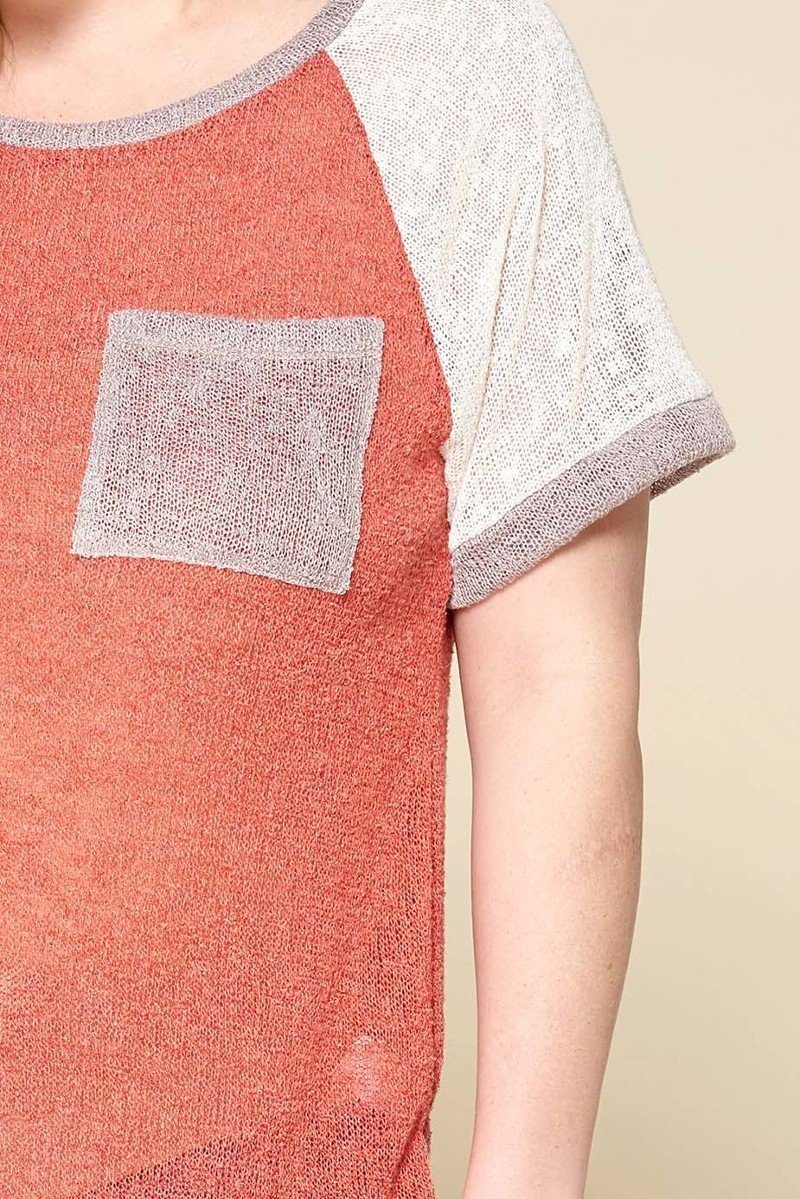 Color-blocked Sweater Knit Top product image