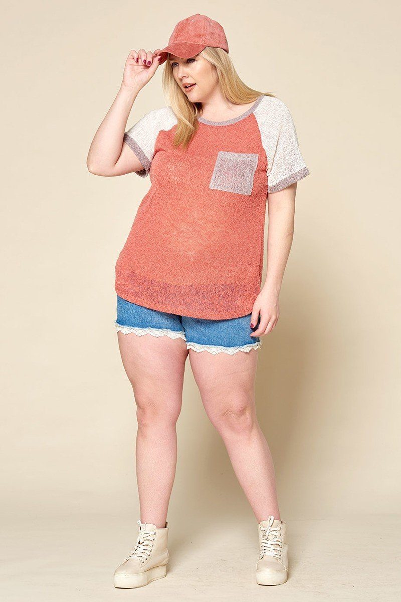 Color-blocked Sweater Knit Top product image