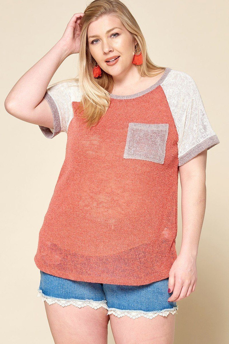 Color-blocked Sweater Knit Top product image