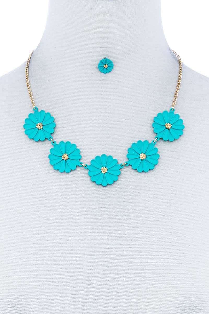 Fashion Cute Multi Tender Flower Necklace And Earring Set product image