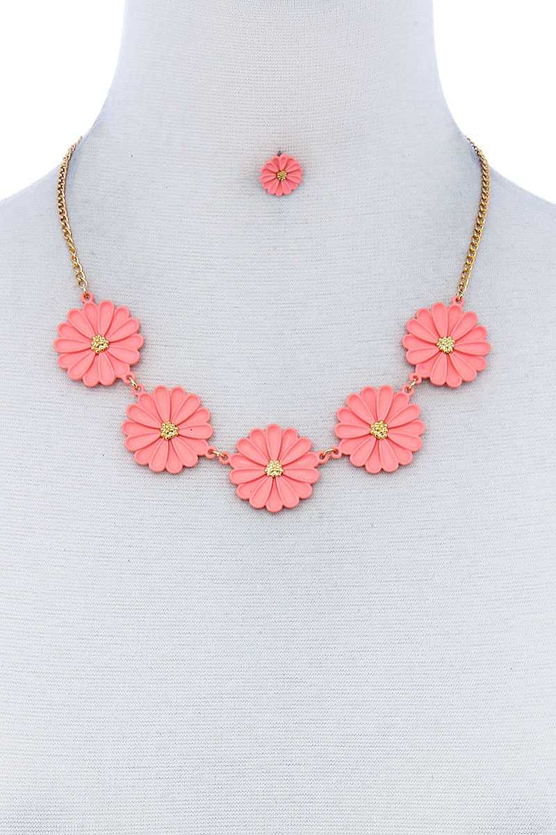Fashion Cute Multi Tender Flower Necklace And Earring Set product image