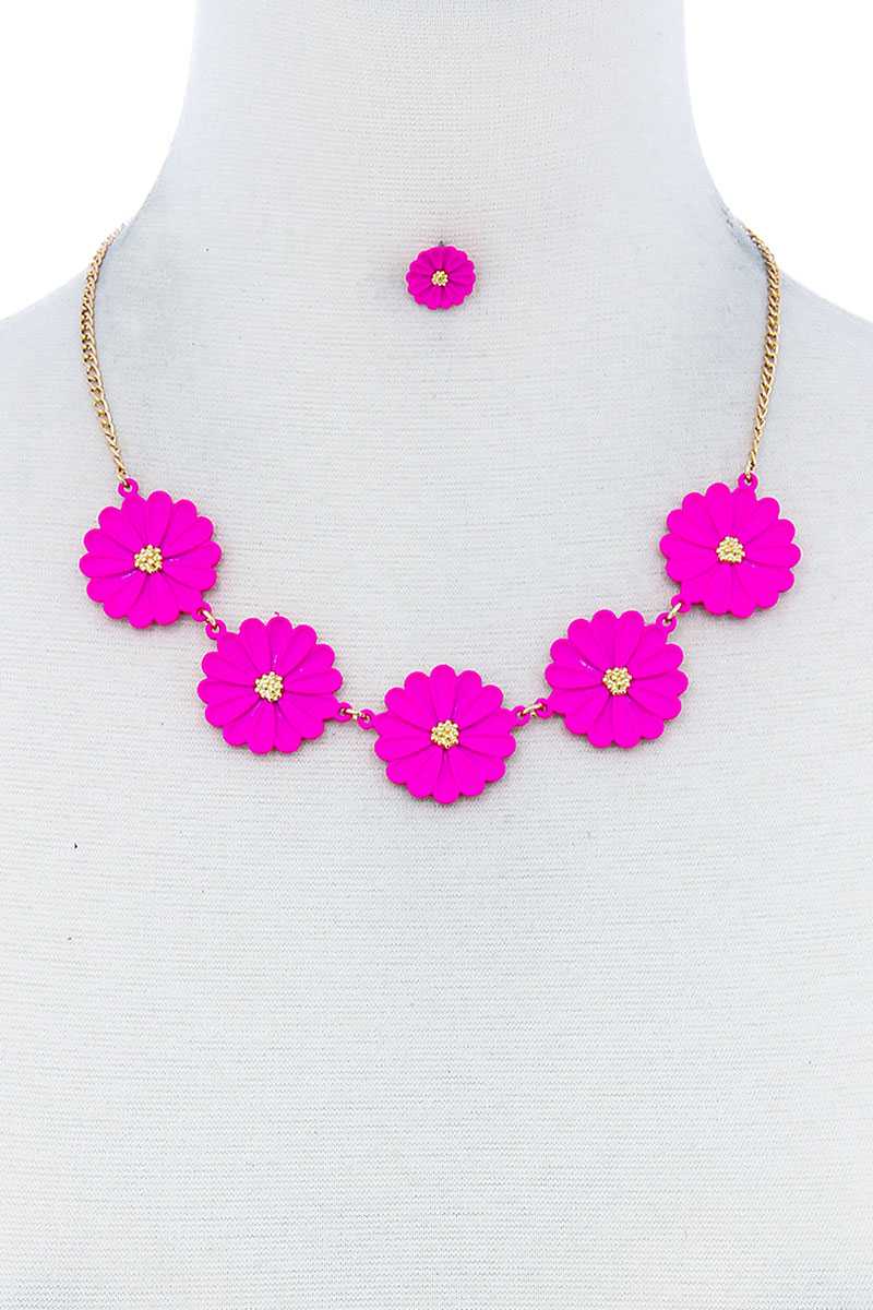 Fashion Cute Multi Tender Flower Necklace And Earring Set product image