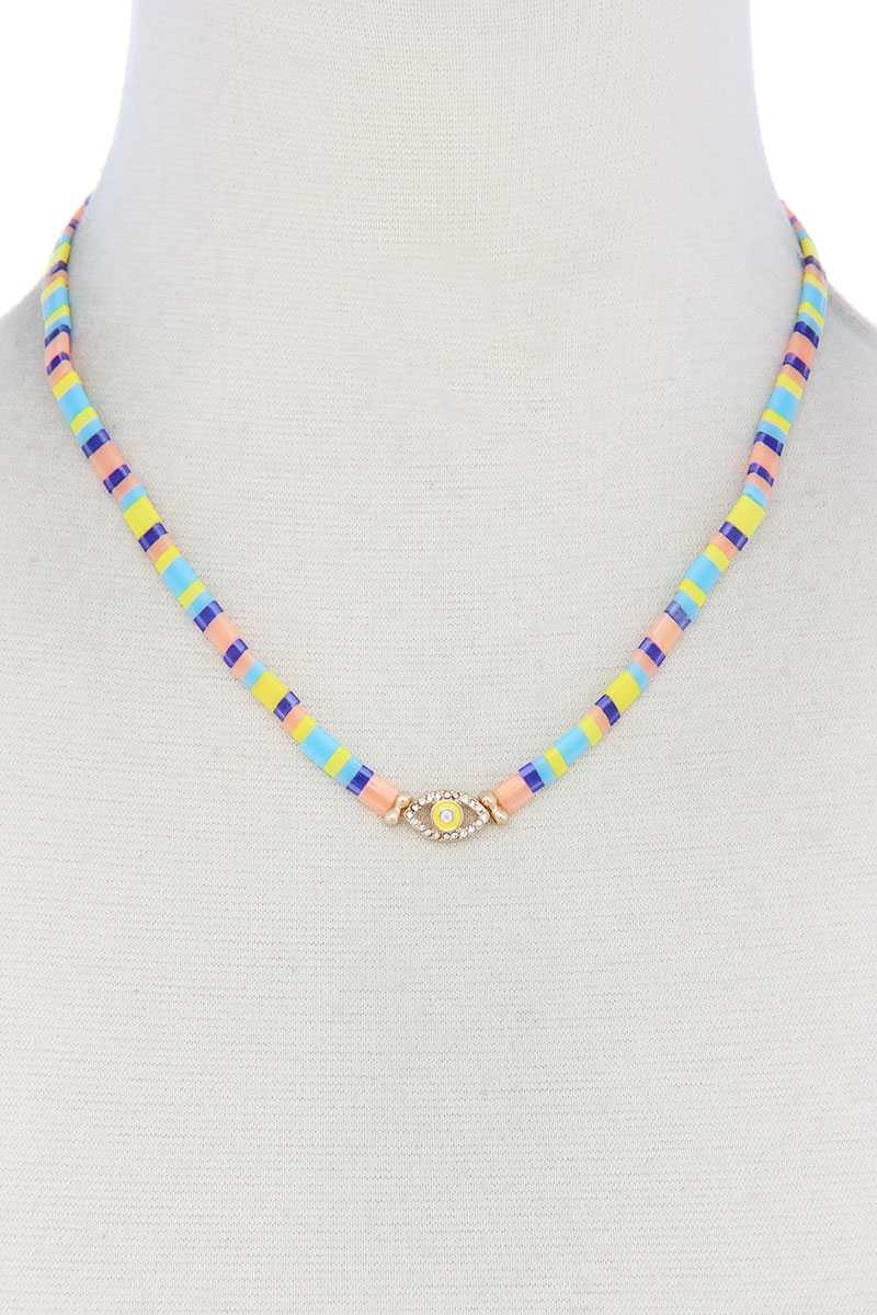 Evil Eye Charm Color Block Necklace product image