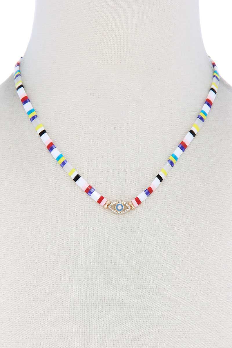 Evil Eye Charm Color Block Necklace product image