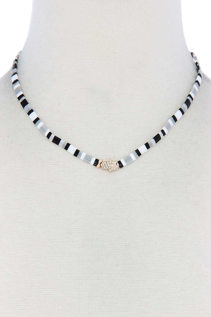 Hamsa Hand Charm Color Block Necklace product image