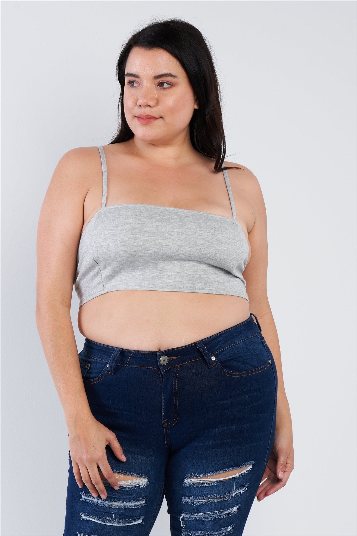 Plus Size Open Stripe Back Cami Strap Athletic Lounge Bra product image