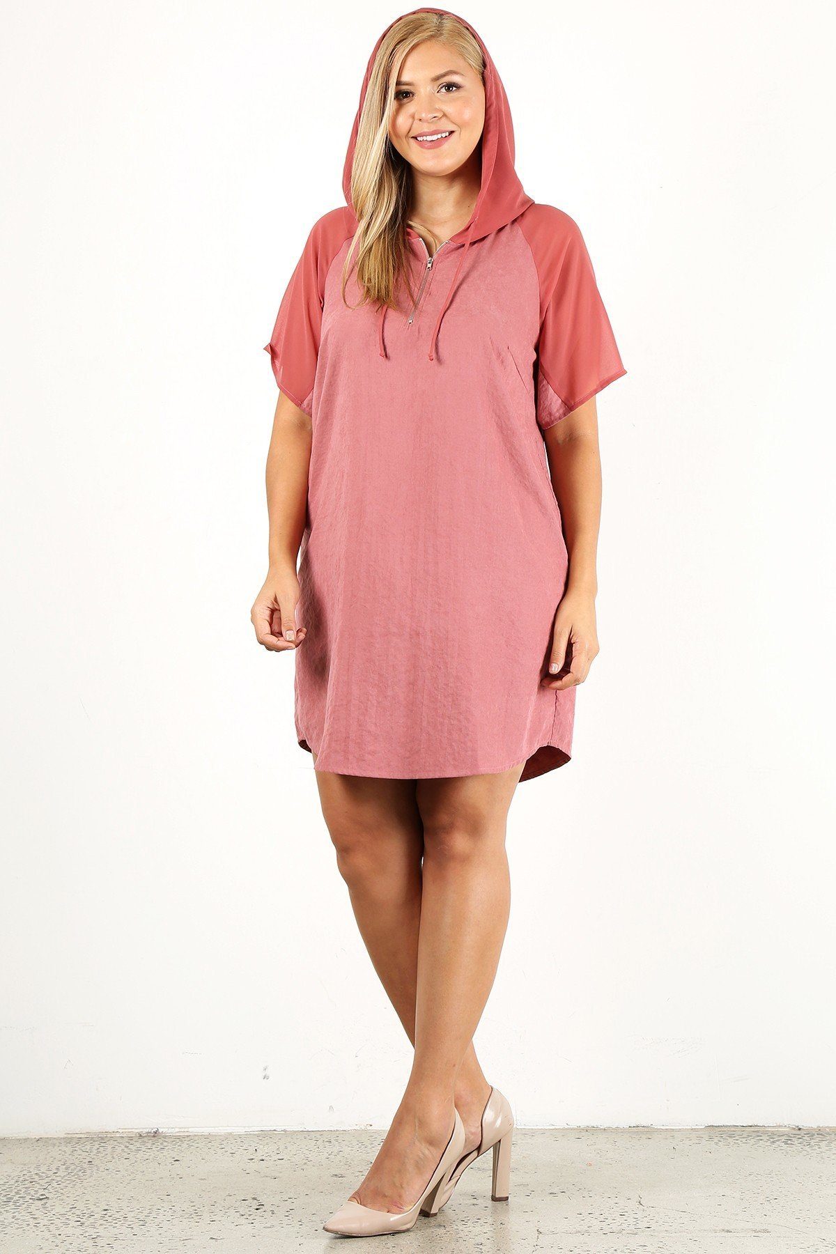 Plus Size Solid Dress With Zip-up Closure product image