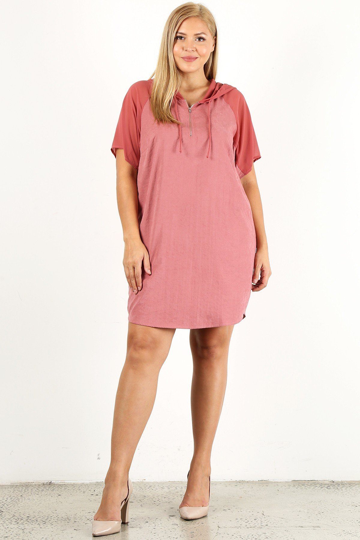 Plus Size Solid Dress With Zip-up Closure product image