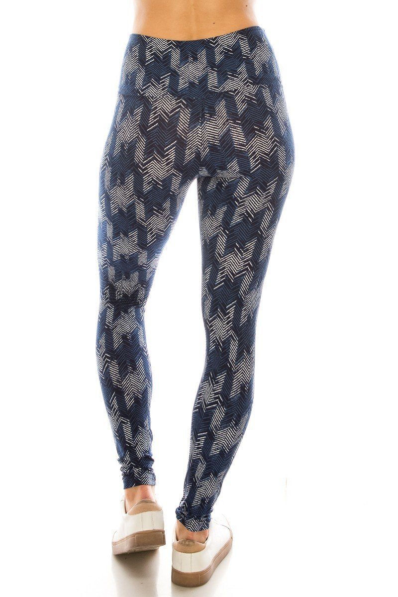 Long Yoga Style Banded Lined Multi Printed Knit Legging With High Waist product image