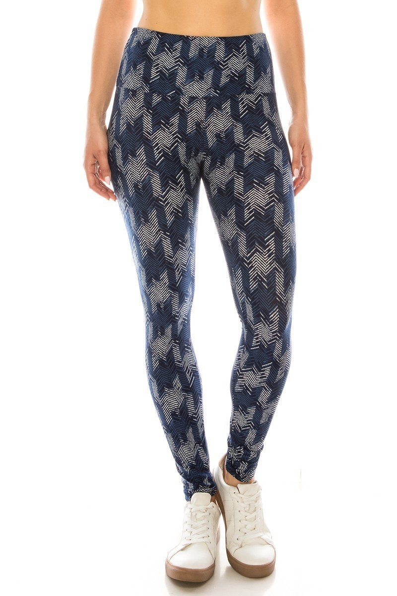 Long Yoga Style Banded Lined Multi Printed Knit Legging With High Waist product image