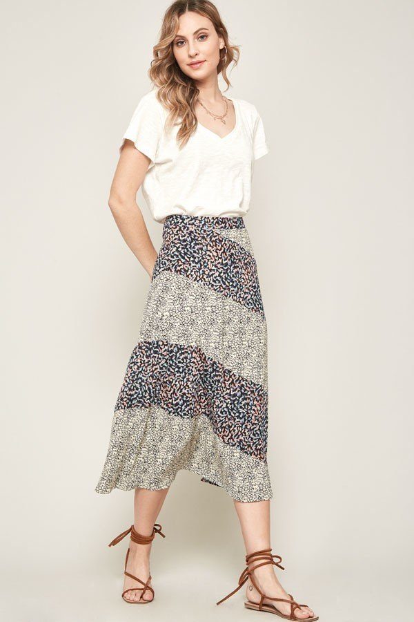 A Floral-print Woven Midi Skirt product image