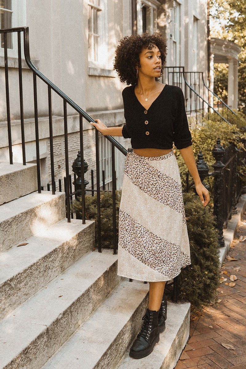 A Floral-print Woven Midi Skirt product image