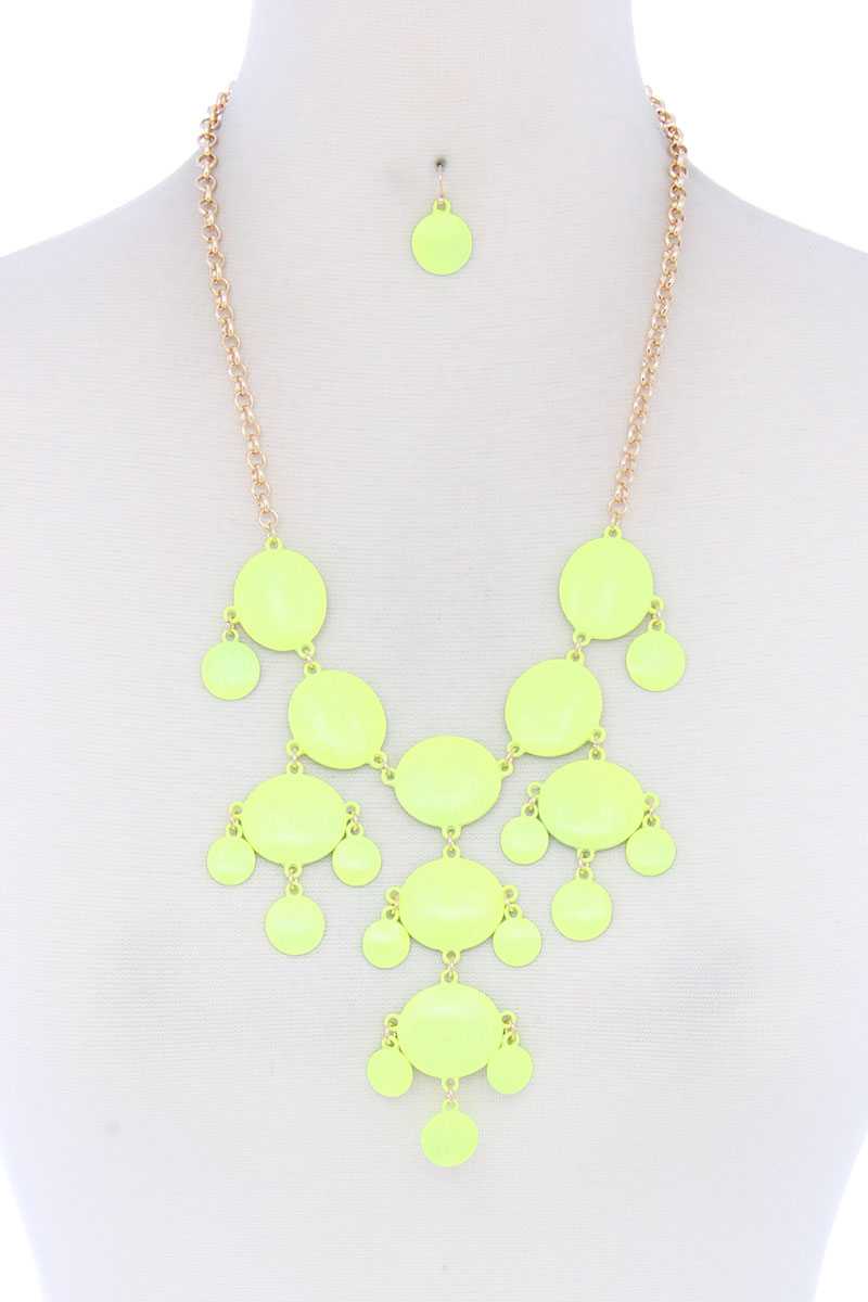 Brushed Oval Shape Dangle Metal Necklace product image