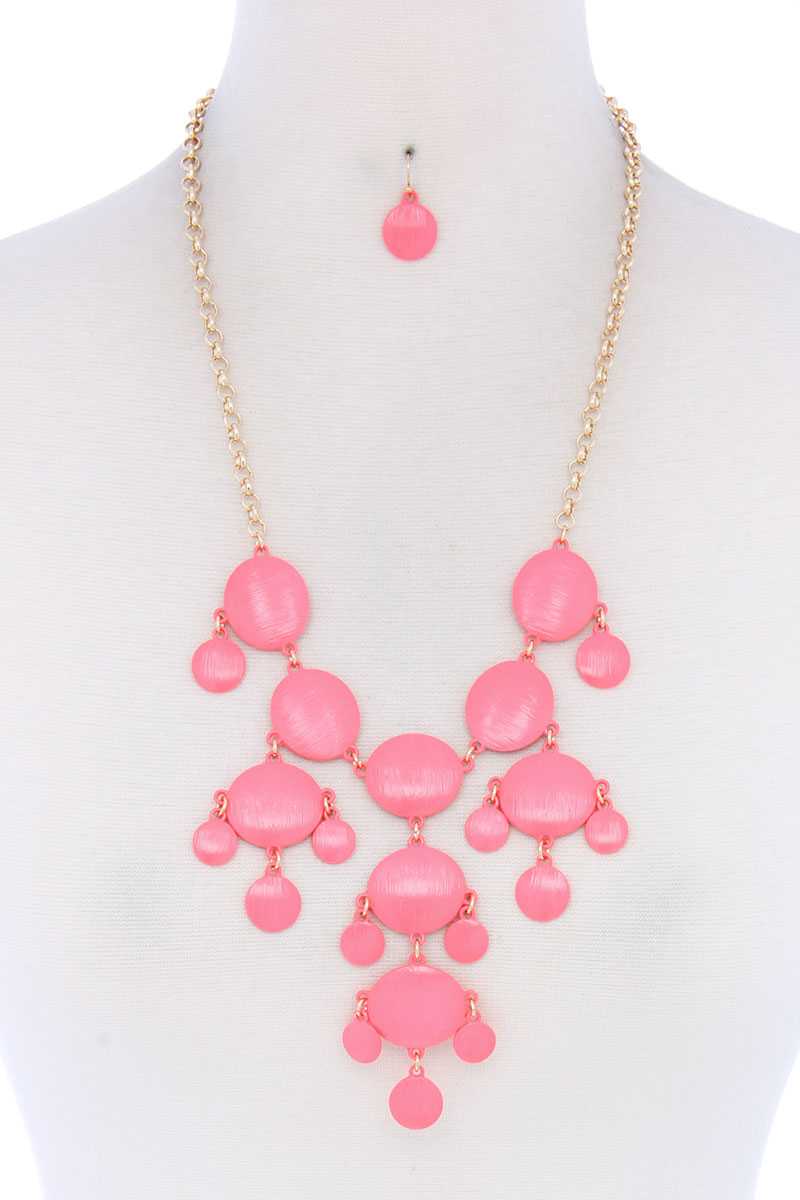 Brushed Oval Shape Dangle Metal Necklace product image