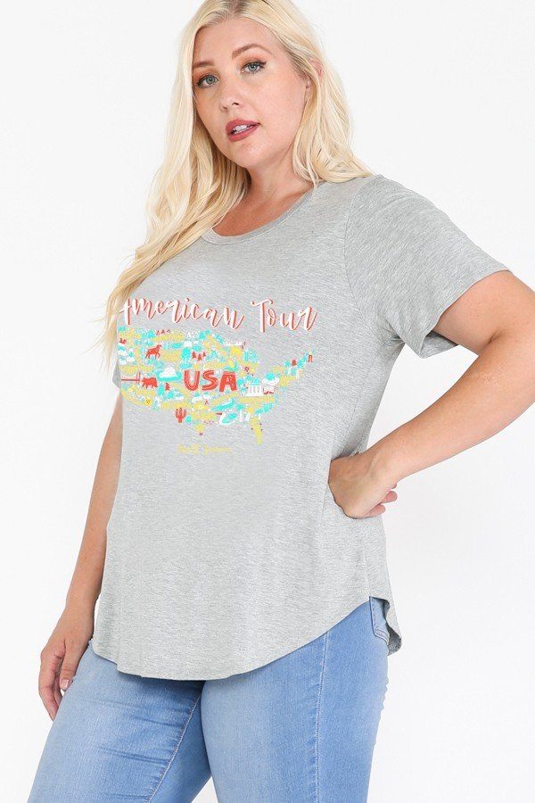Usa Tour Graphic Round Hem Short Sleeve Top product image
