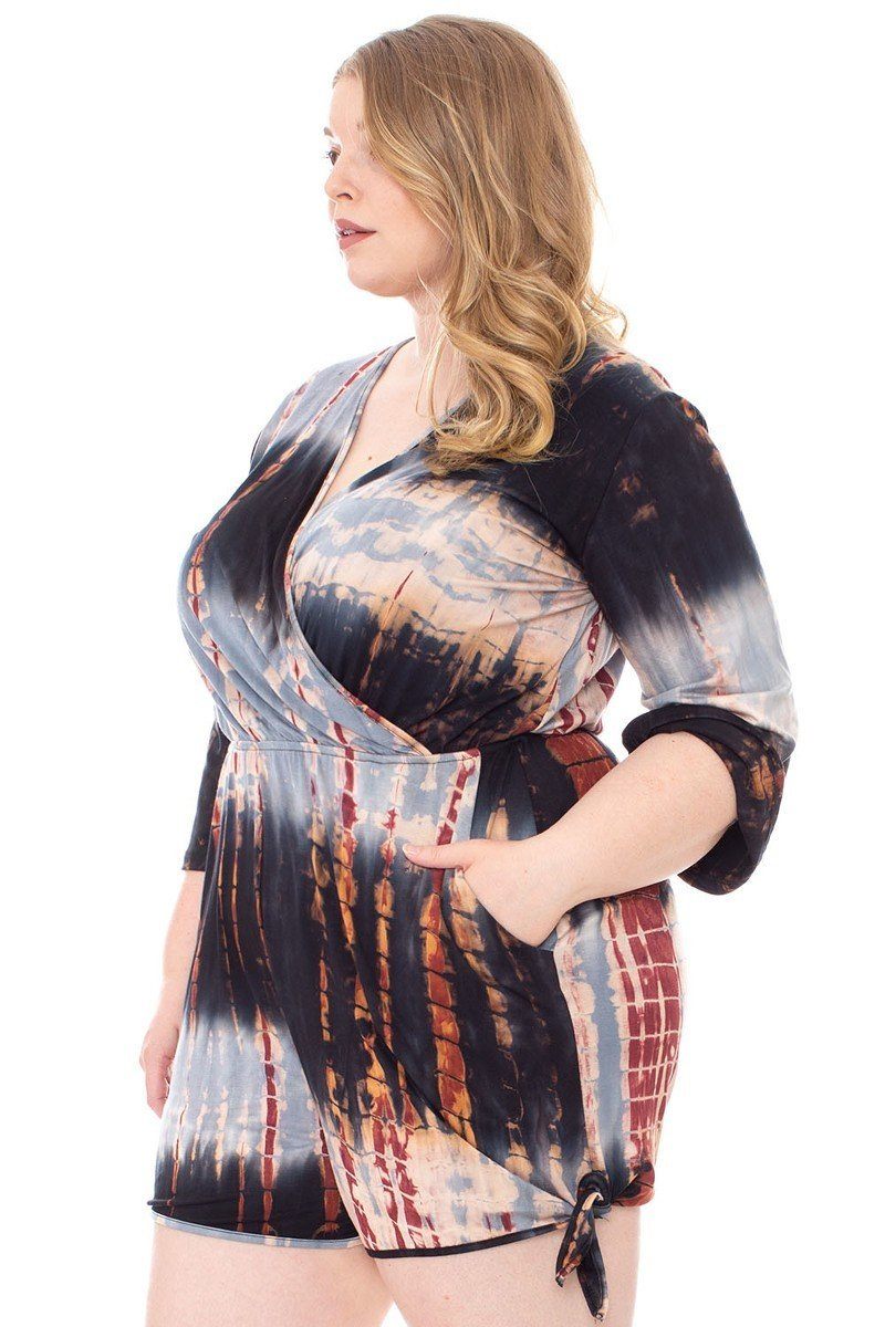 Tie Dye Wrap Plussize Romper product image