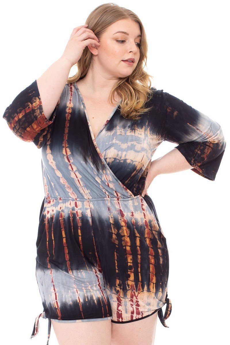 Tie Dye Wrap Plussize Romper product image