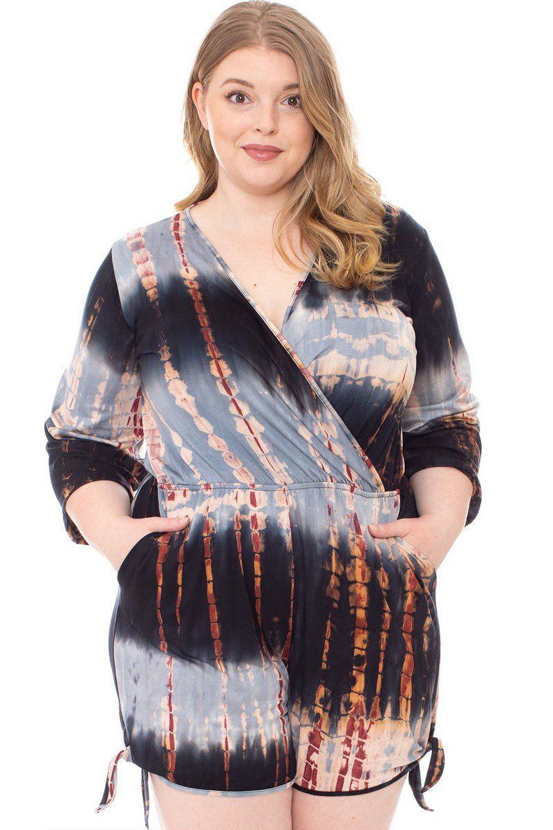 Tie Dye Wrap Plussize Romper product image