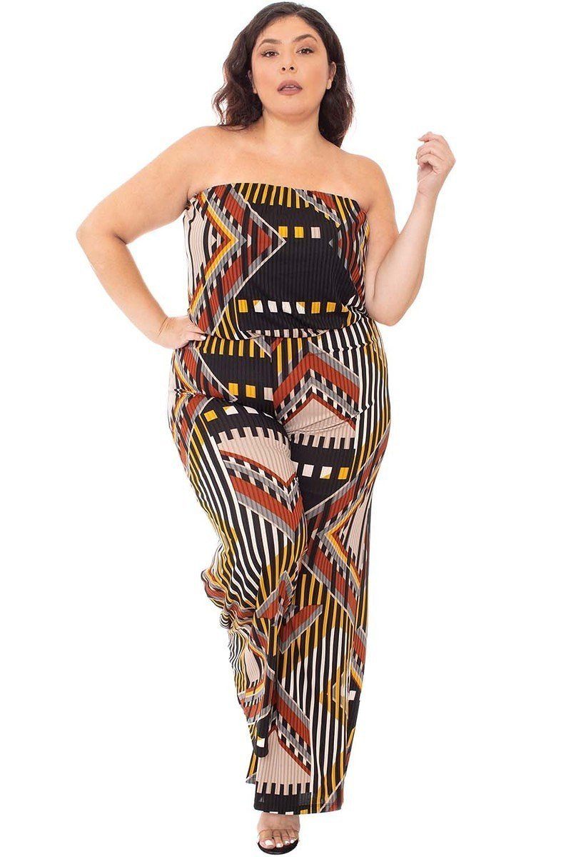 Abstract Print Tupbe Top Plus Size Jumpsuit product image