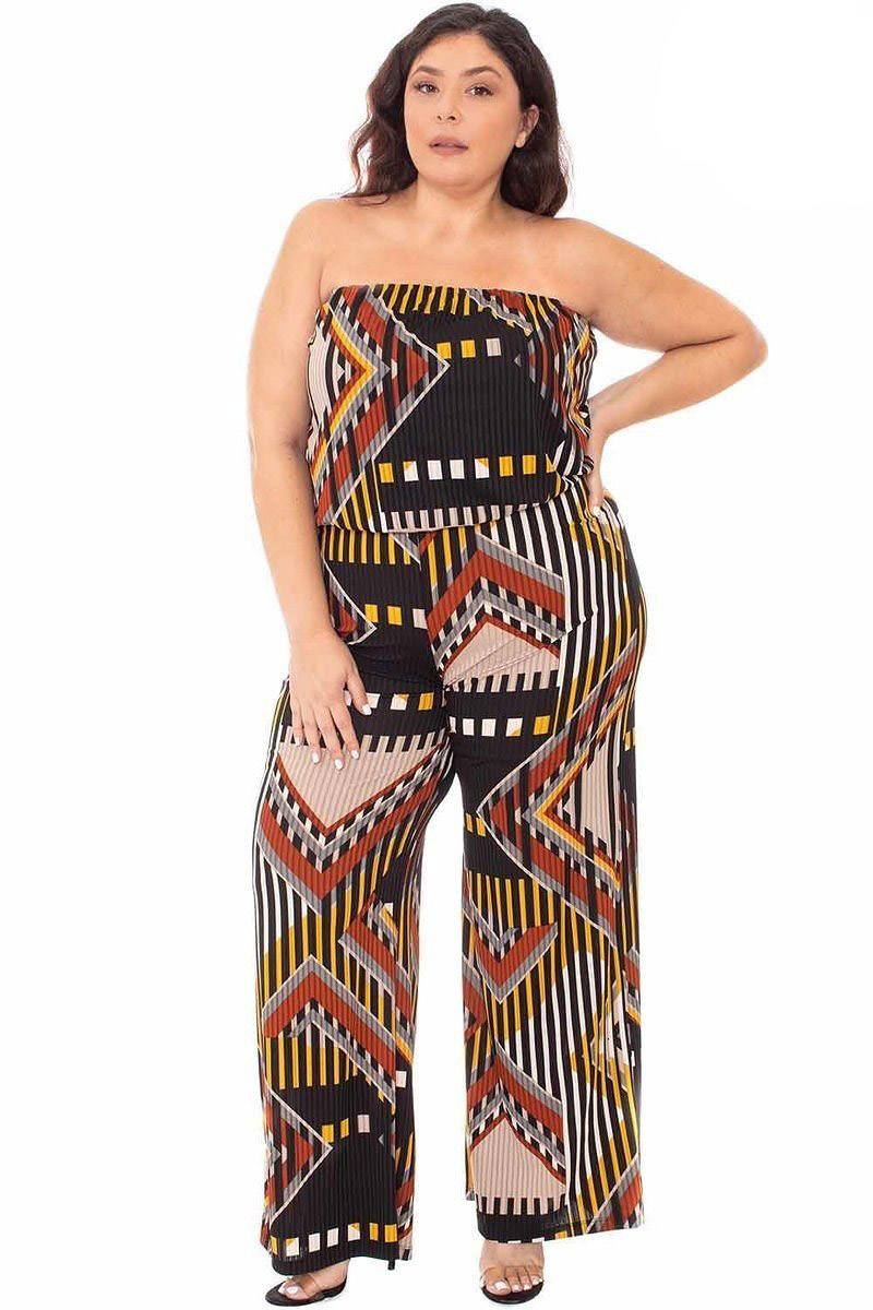 Abstract Print Tupbe Top Plus Size Jumpsuit product image