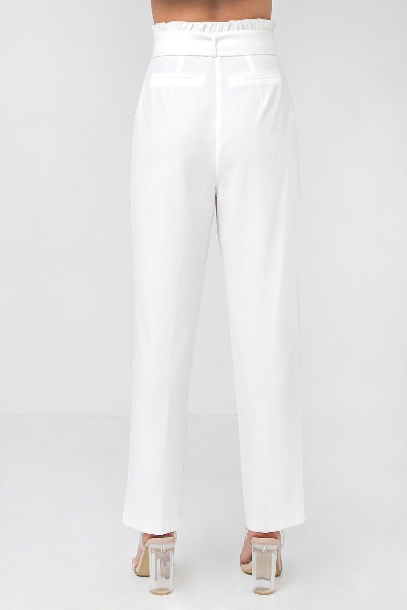 A Solid Pant Featuring Paperbag Waist With Rattan Buckle Belt product image