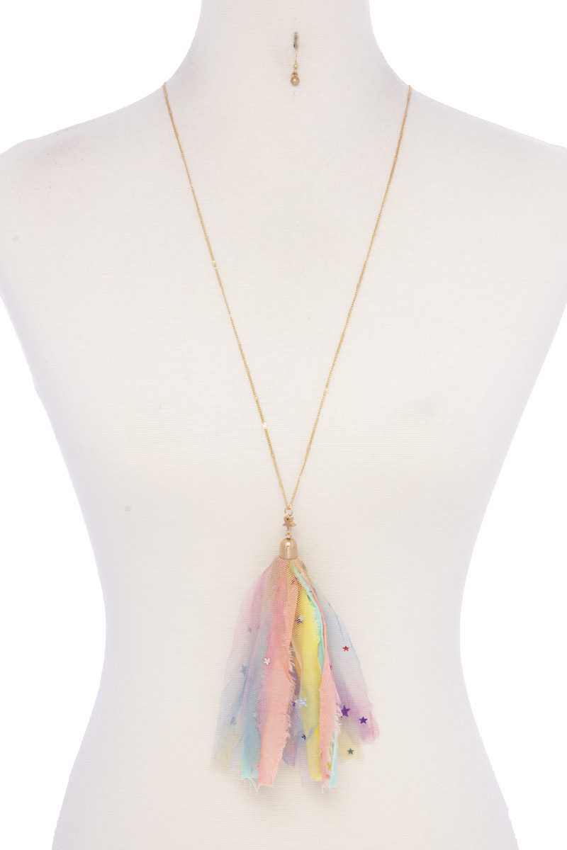 Metallic Stars Tulle Tassel Necklace product image