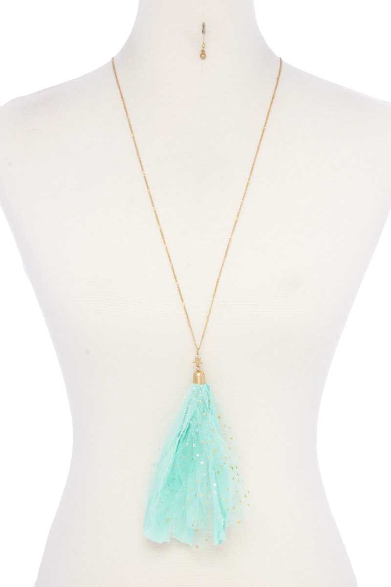 Metallic Stars Tulle Tassel Necklace product image